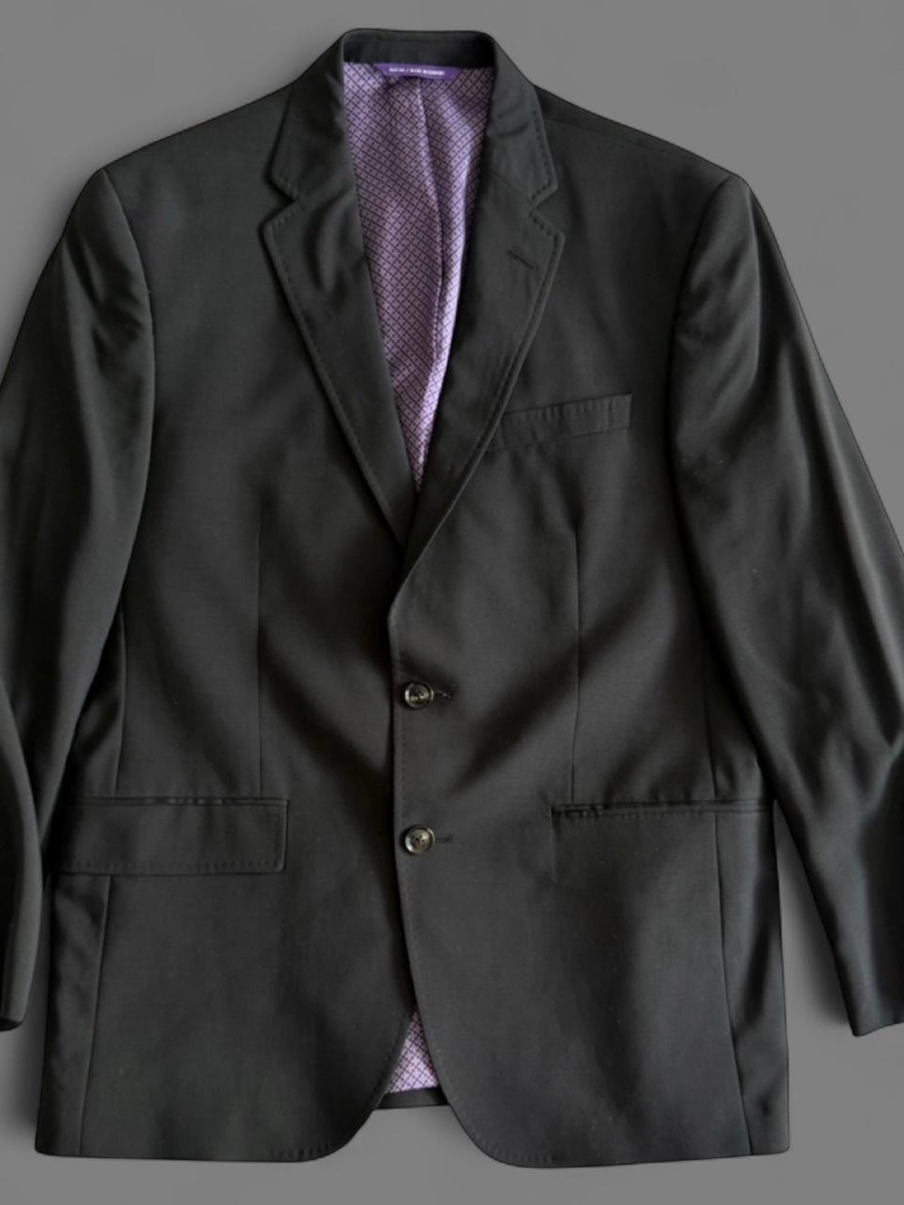 Ted Baker Endurance Black Suits with Purple Checkered Lining 40S